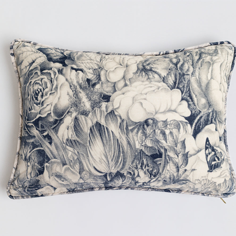 
                  
                    A soft velvet cotton cushion ft. 1900's floral lithographs - a garden dreamt up in ink - Market of Stars
                  
                
