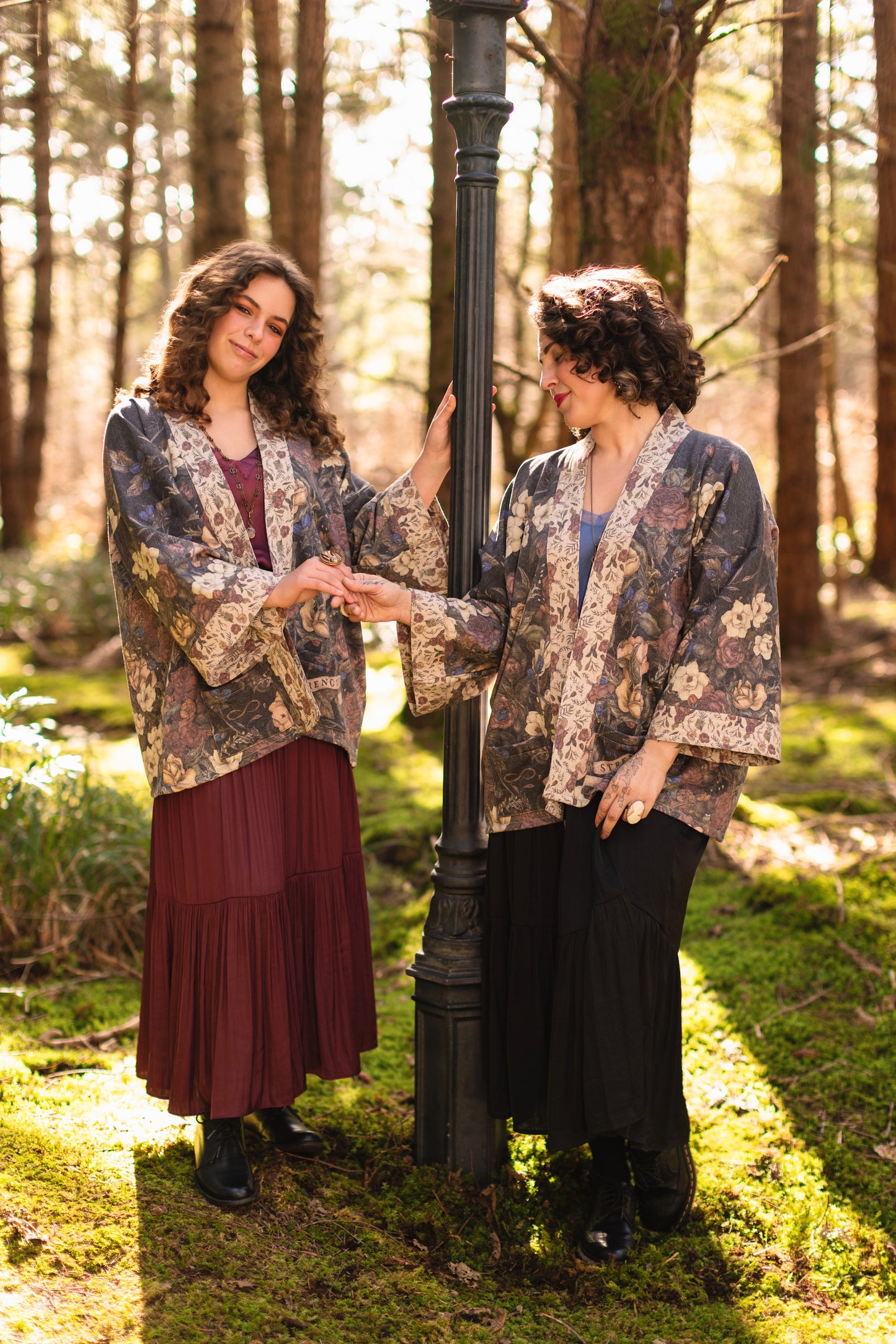 Model wearing the Lionheart Cottage Cardigan ft artwork by illustrator Jessica Roux - Market of Stars