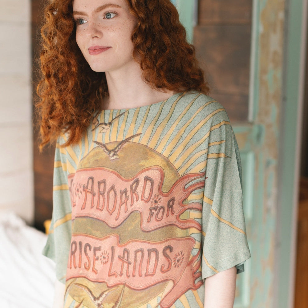 
                  
                    Soft bamboo-based tee featuring antique nautical artwork with shells, sunshine, and mermaid – Market of Stars
                  
                